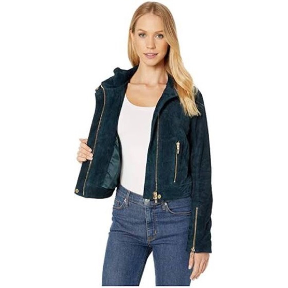 BlankNYC 100% Leather Galactic-Teal Moto Jacket